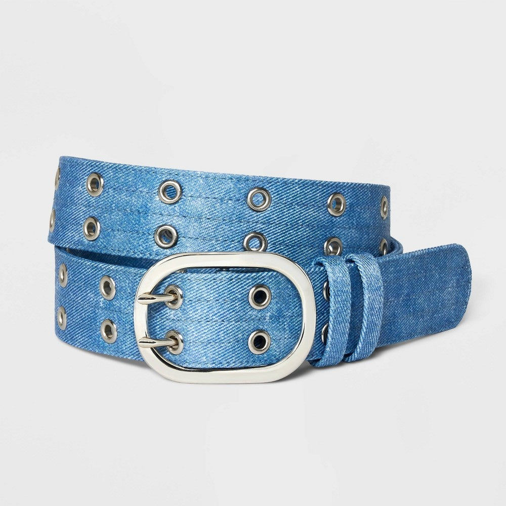 Women's Denim Grommet Belt - Wild Fable™ Blue S - Bellso